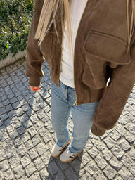 Jean Chaqueta Bomber en Imitación de Ante