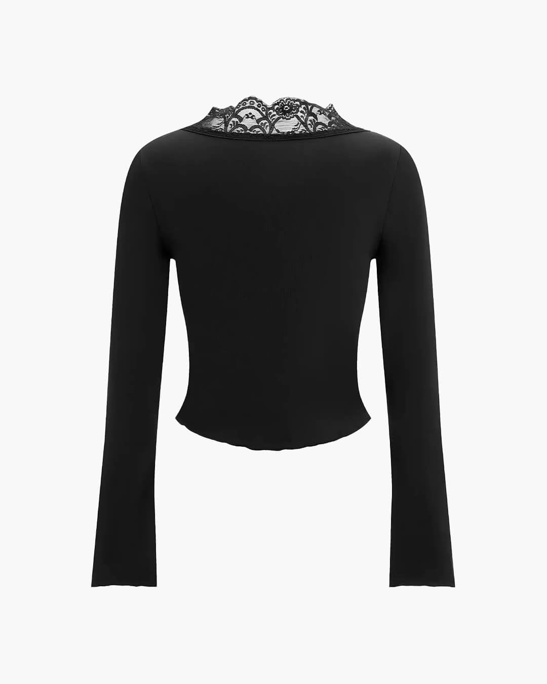 ZEYA - Jenna Long Sleeve Lace Trim Blouse