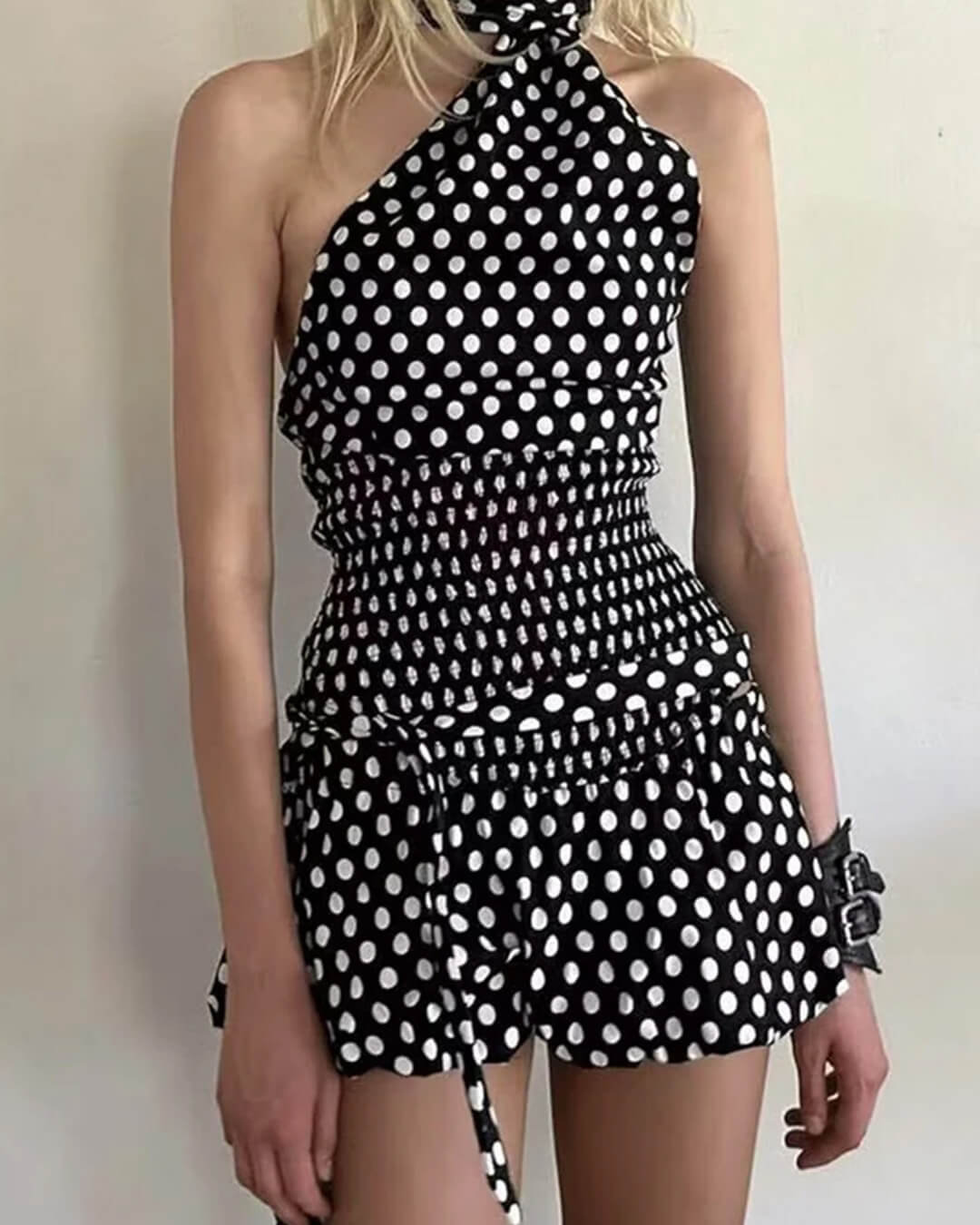 ZEYA - Jenny Polka Dot Elastic Waist Mini Skirt