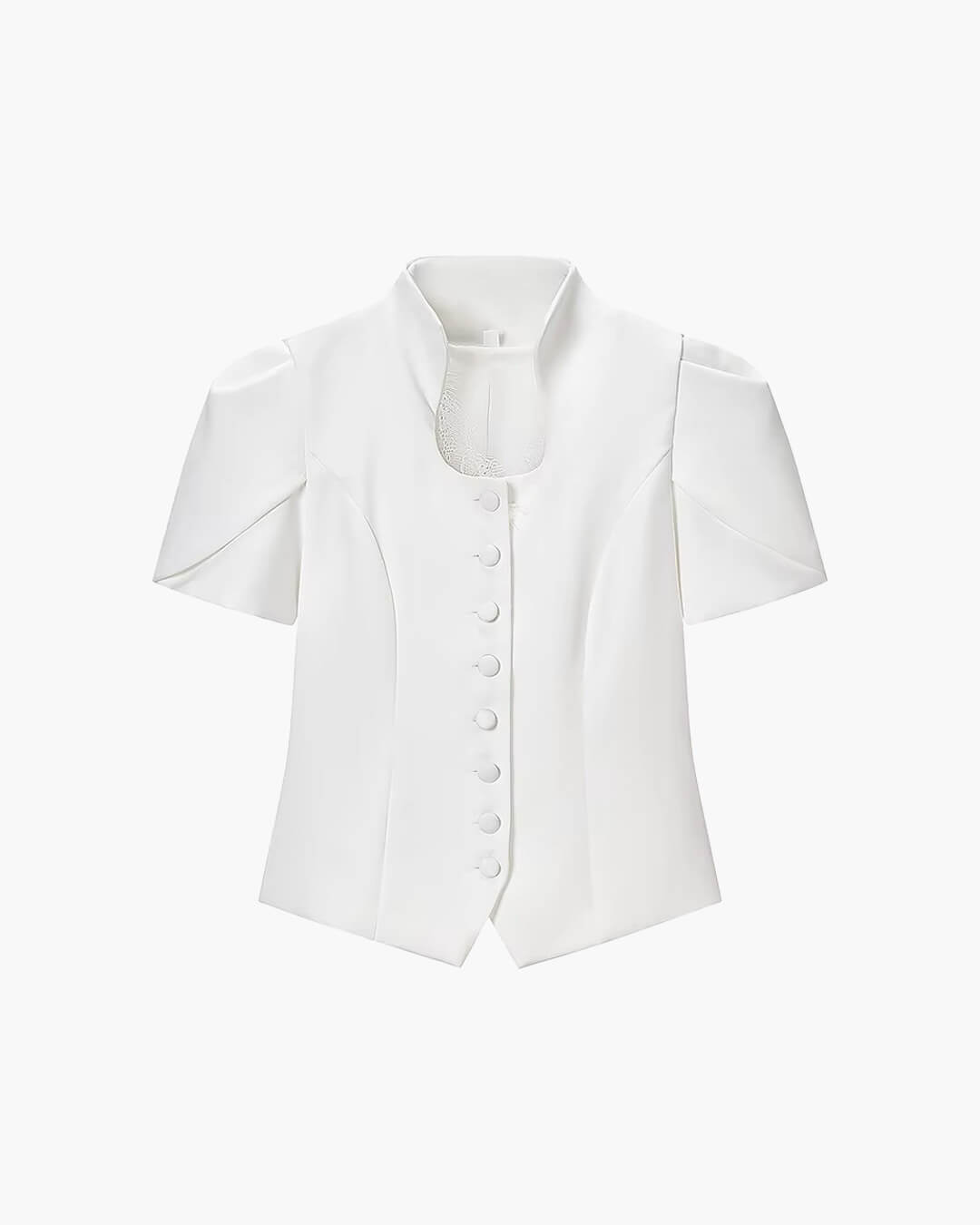 Leah top con botones y cuello alto