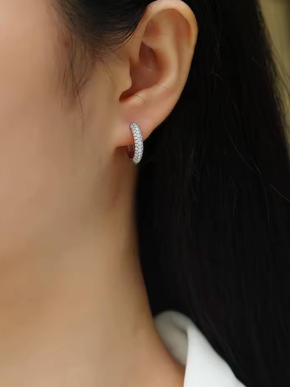 ZEYA - Juliette - Earrings with Zirconia Stones, Minimalist Hoop Design for Women