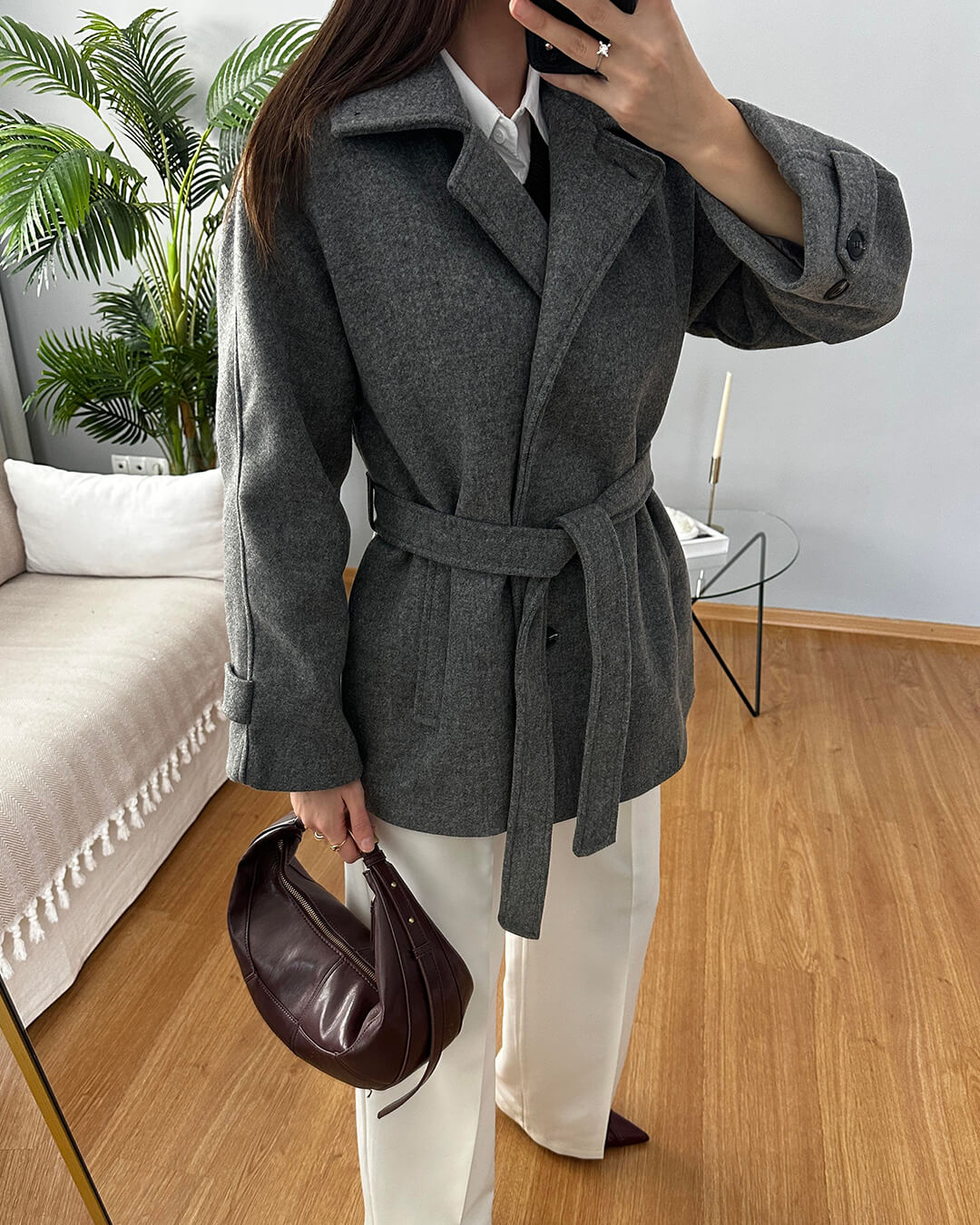 ZEYA - Juliette Faux Wool Coat with Belt