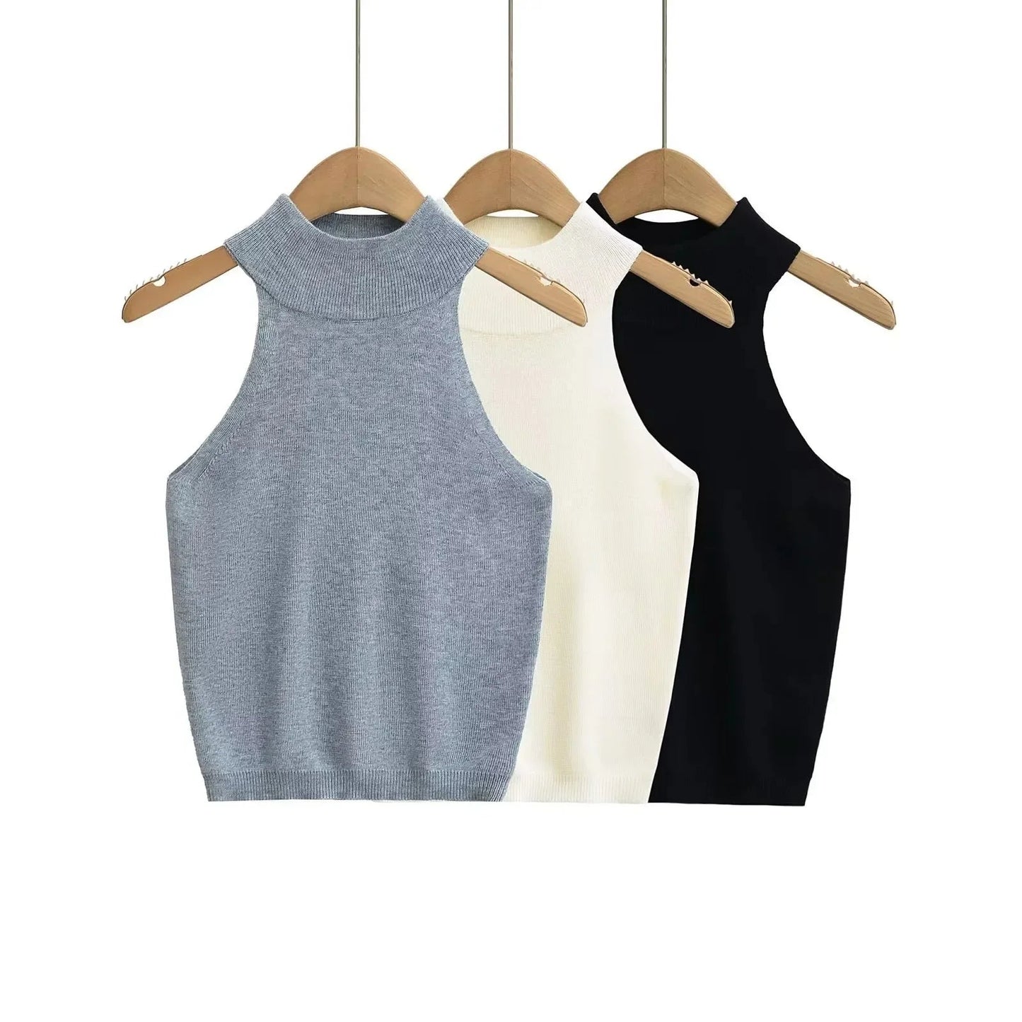 ZEYA - Juliette Halter Neck Sleeveless Knit Crop Top