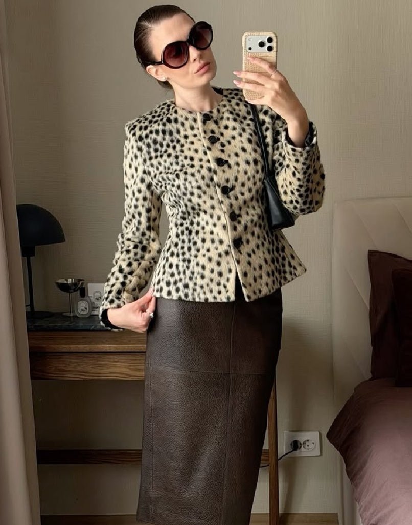 ZEYA - Katie Leopard Faux Fur Cropped Jacket
