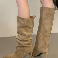 Botas Kendra de ante sintético hasta la rodilla