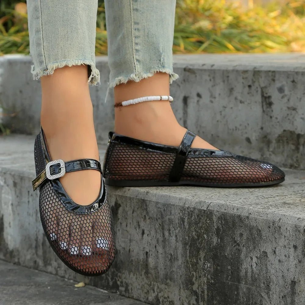 ZEYA - Kenza Mesh Mary Jane Ballet Flats