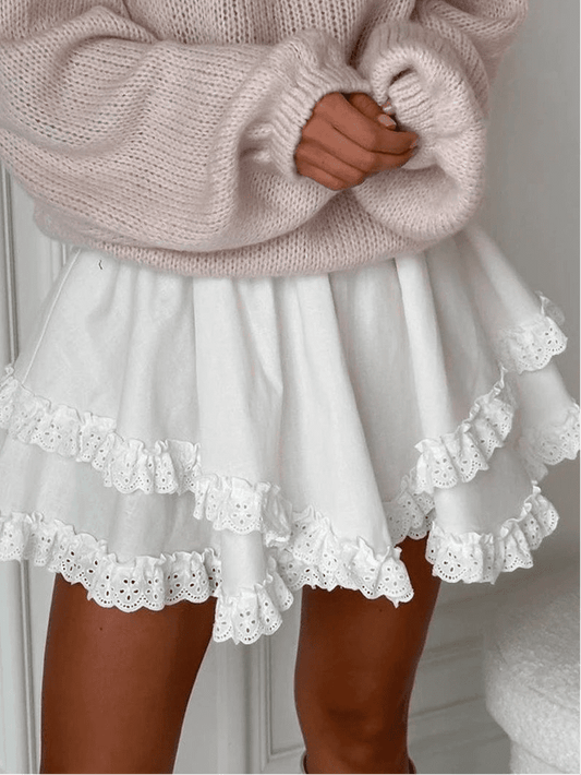 ZEYA - Kiara Ruffled Trim Layered Mini Skirt
