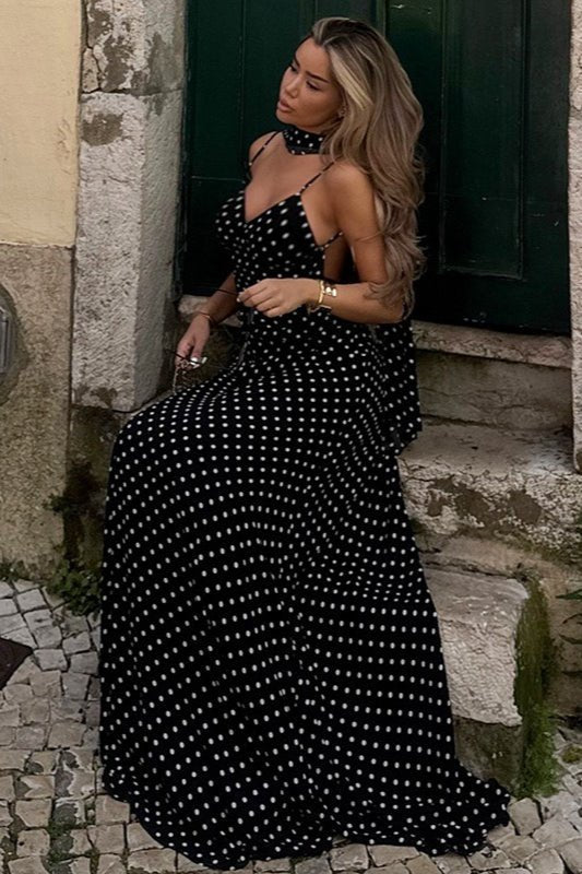 ZEYA - Lauren Polka Dot Backless Maxi Dress