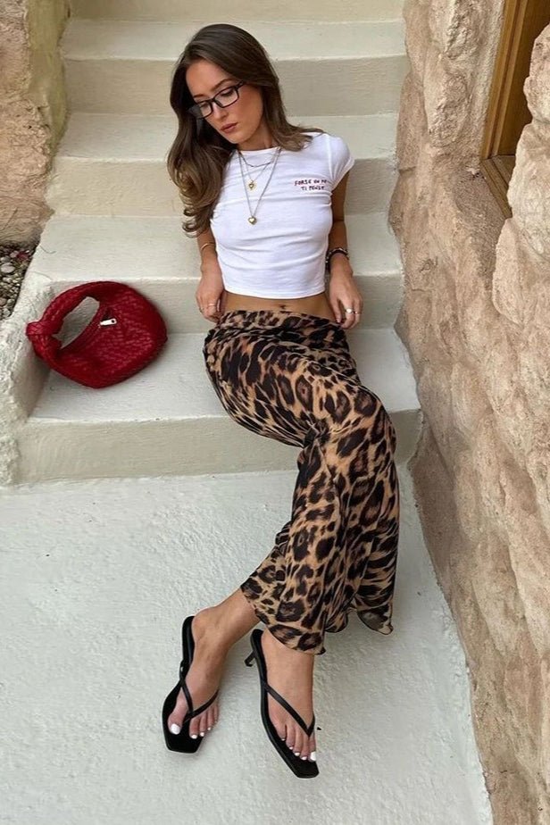 ZEYA - Lenore Leopard Chiffon Mermaid Maxi Skirt