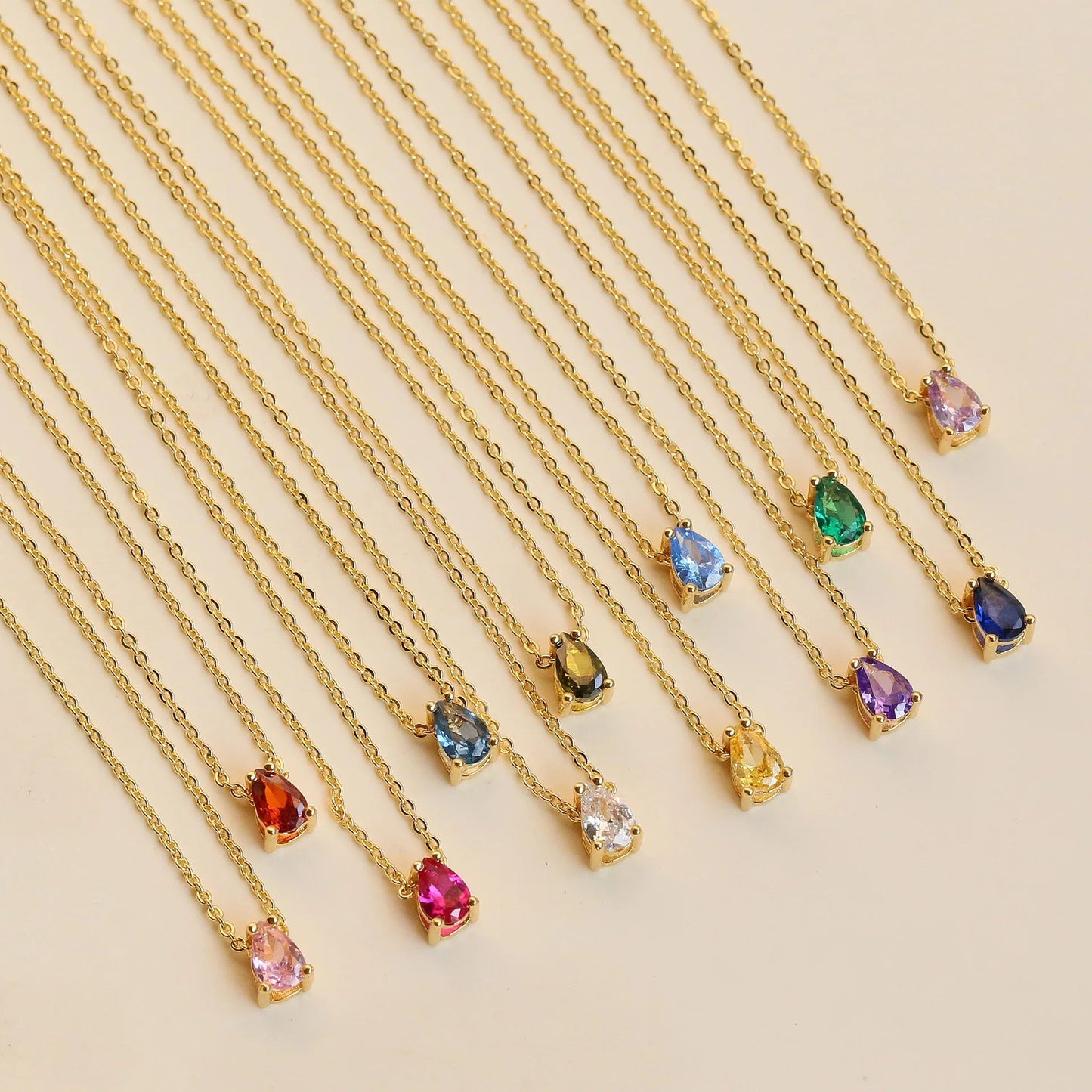 ZEYA - Lilith Necklace - Teardrop Pendant with Birthstone Zirconia Stones for Women