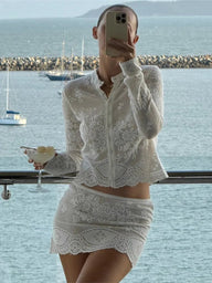 Conjunto Lily de cover-up de playa crochet