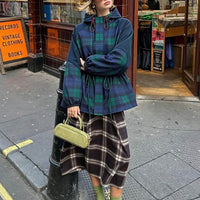 Chaqueta Linda oversize de cuadros con cordones