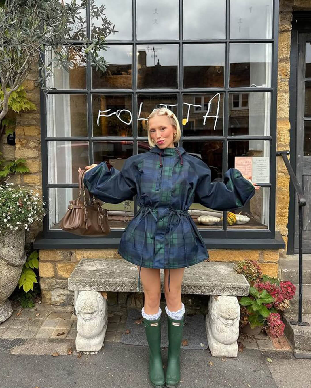 ZEYA - Linda Oversized Plaid Lace-Up Jacket