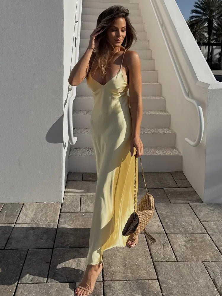 ZEYA - Liora Satin Backless Maxi Dress