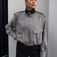 Chaqueta bomber de cuadros Lisa con cuello alto