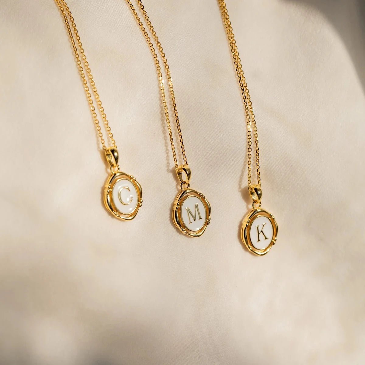 ZEYA - Liza Initial Necklace - Personalized Stainless Steel Round Pendant Choker for Women