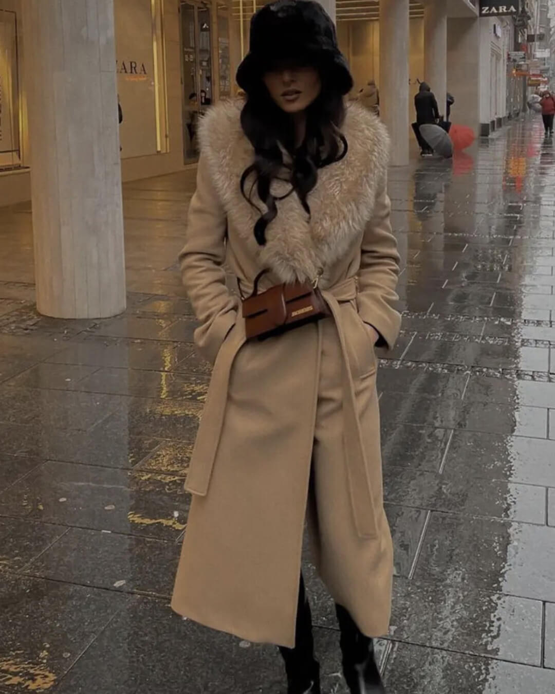 ZEYA - Lola Faux Fur Collar Maxi Coat