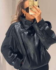 Chaqueta de cuero sintético asimétrica Lucille