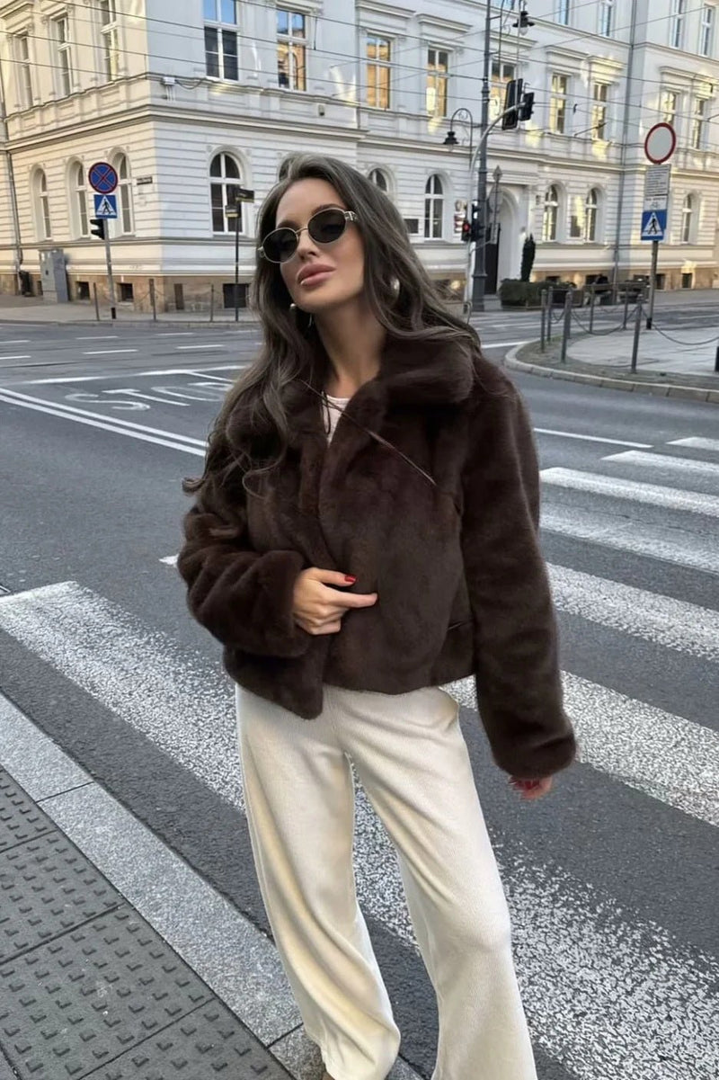 ZEYA - Maddie Short Faux Fur Collared Coat