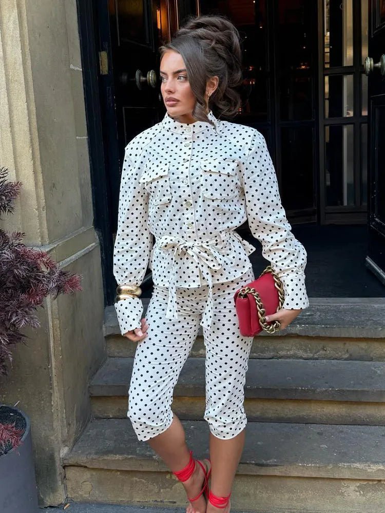 ZEYA - Maelle Polka Dot Two-Piece Suit Set