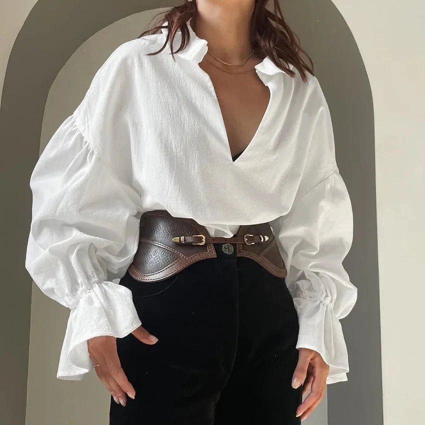 ZEYA - Mara V-Neck Puff Sleeve Blouse