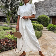 Naomi vestido maxi bordado con cordones