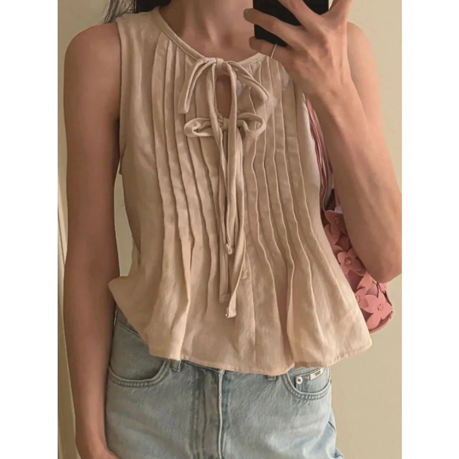 ZEYA - Marigold Ruffle Hem Tie-Front Top