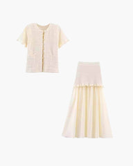 Conjunto Maxine: Top de Punto y Falda Plisada