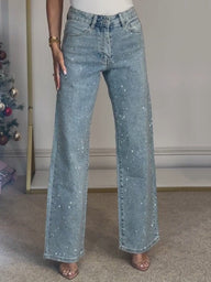Jeans de talle alto con brillo Mica
