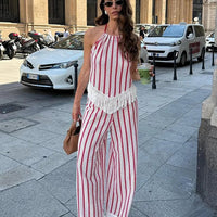 Mila Striped Fringe Two-Piece Set