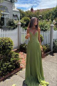 Amelie vestido maxi plisado con corsé