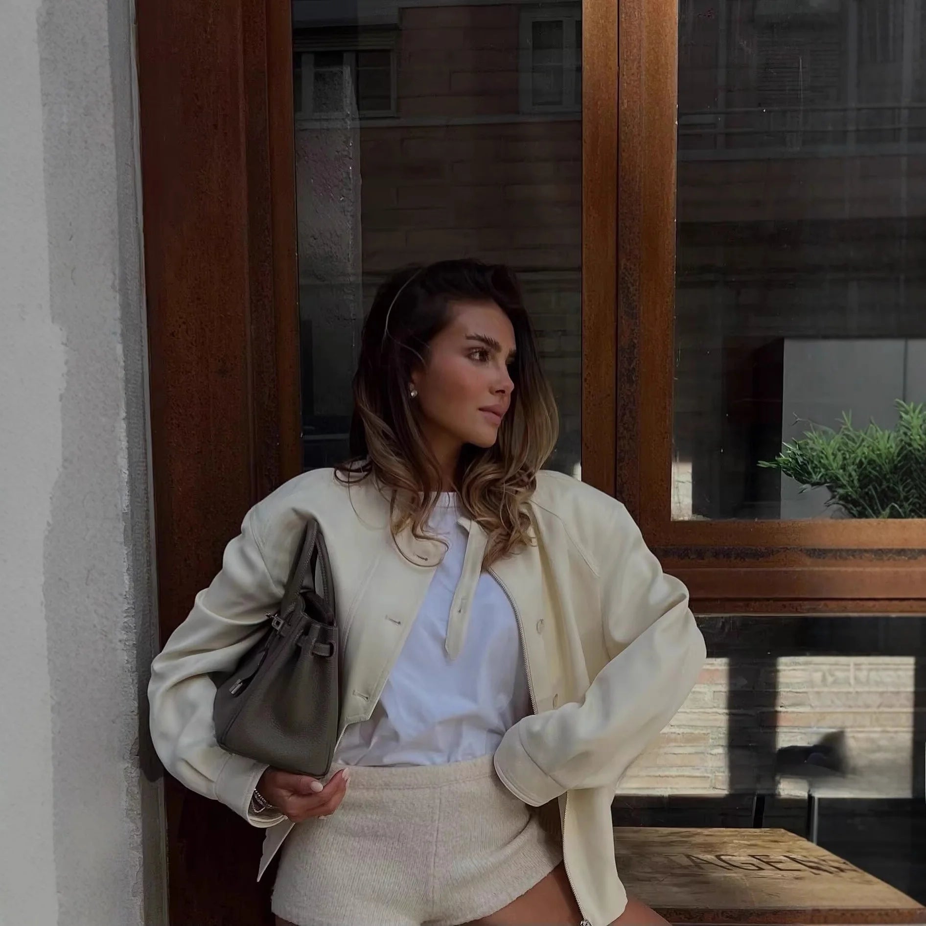 ZEYA - Naomi Stand Collar Jacket with Button Details