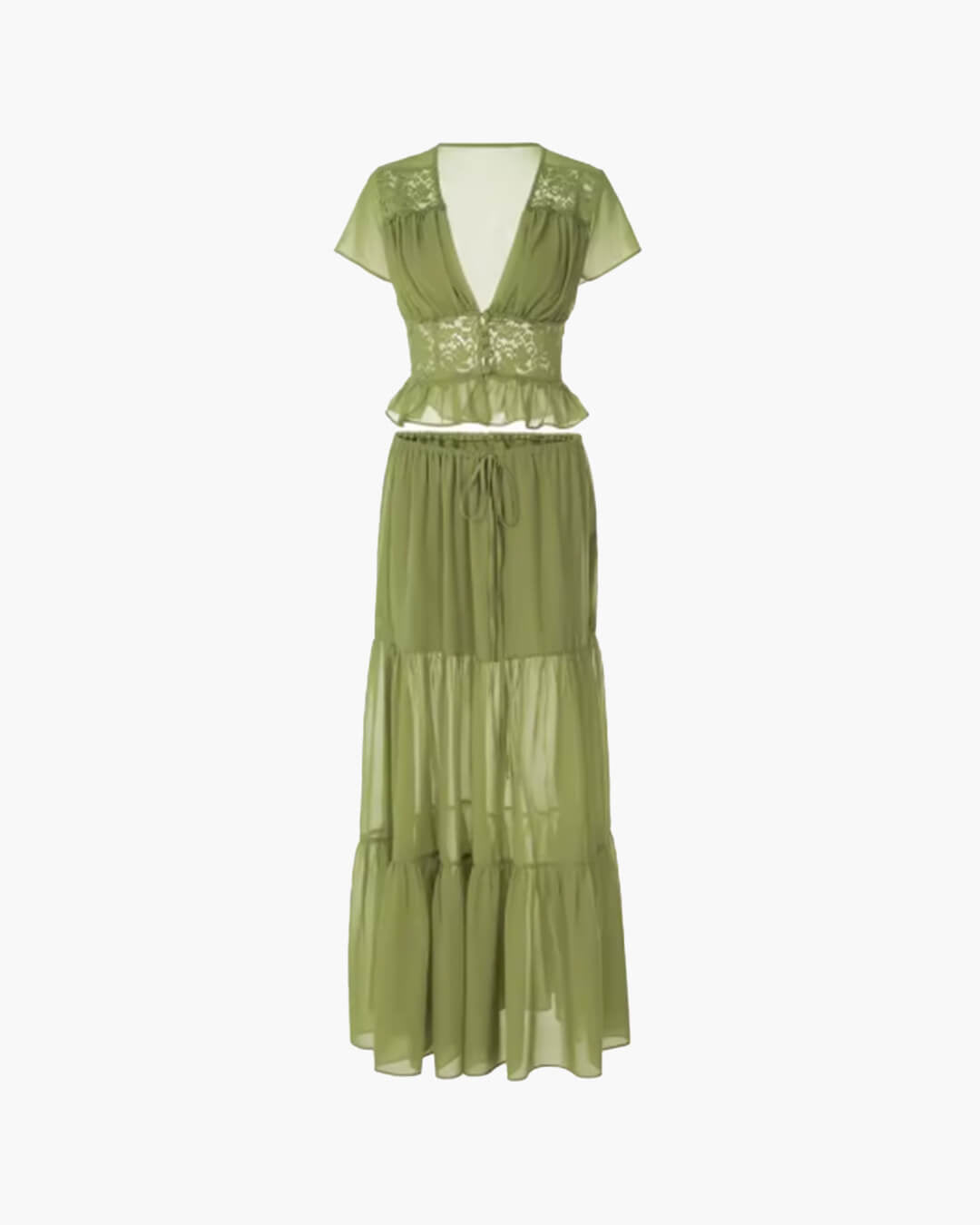 ZEYA - Nella Lace Chiffon Top & Skirt Set