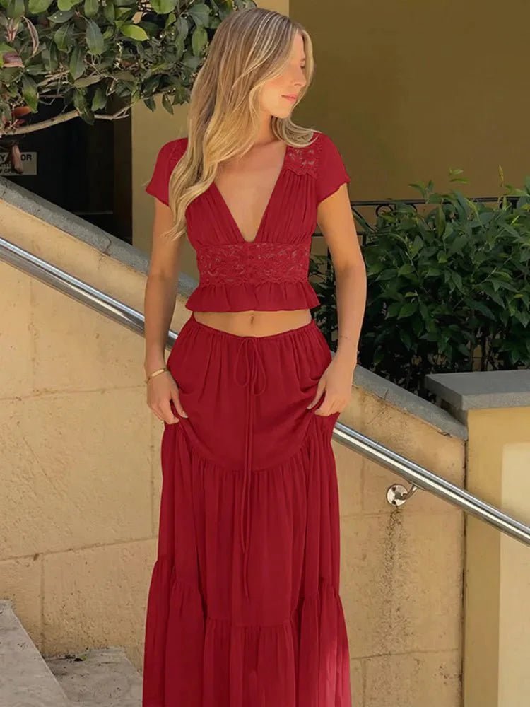 ZEYA - Nella Lace Chiffon Top & Skirt Set