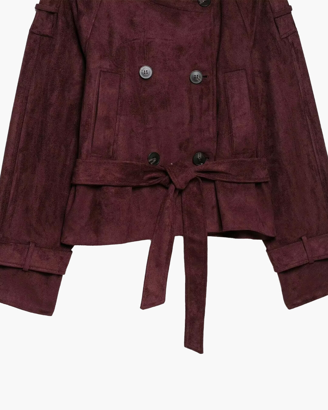 ZEYA - Nicole Funnel Neck Faux Suede Belted Jacket