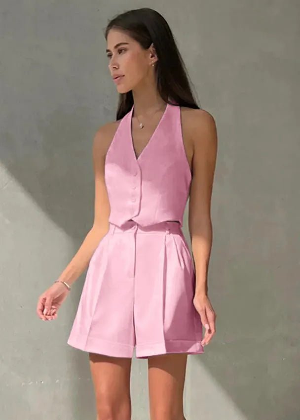 ZEYA - Nicole Tailored Halter Vest & Shorts Set