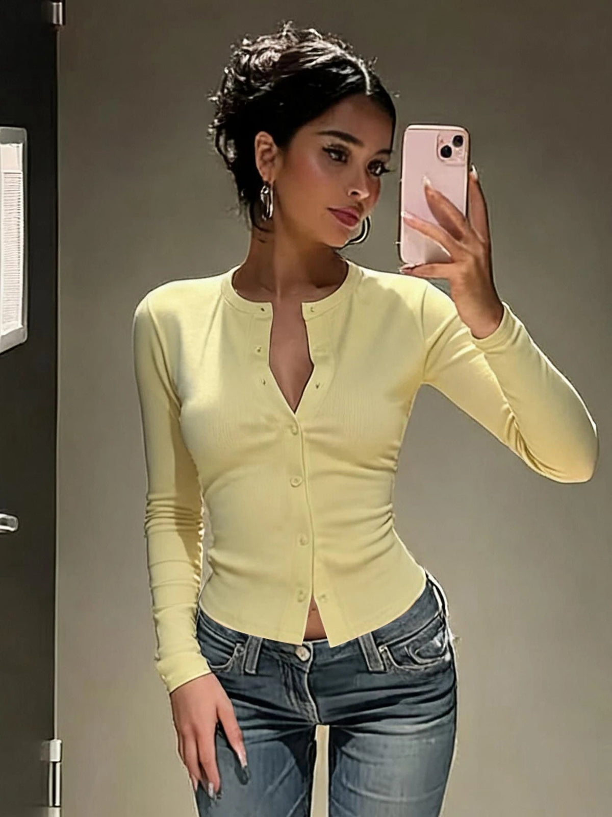 ZEYA - Nina Ribbed Knit Button-Front Top