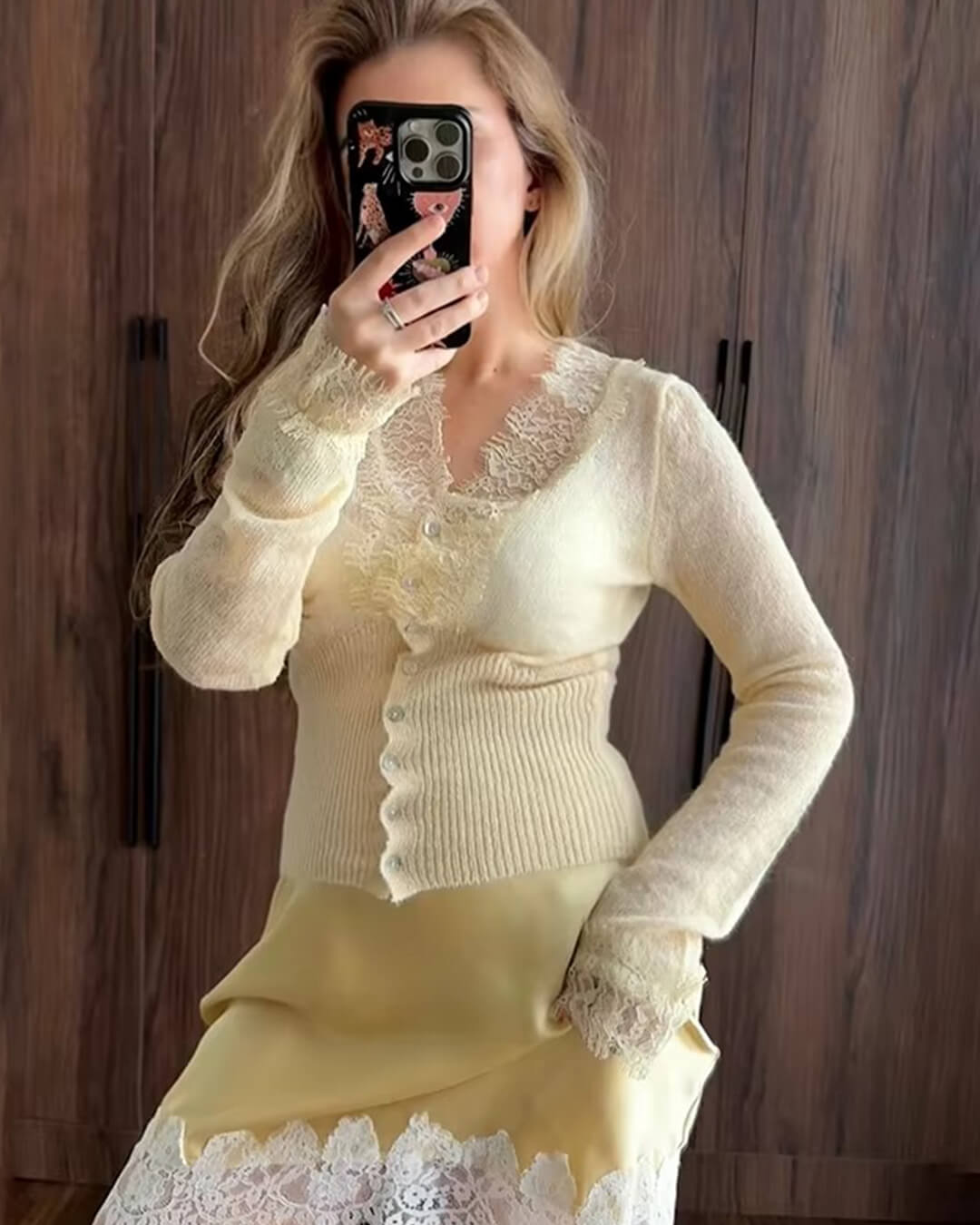 ZEYA - Olive Knitted Lace Cardigan