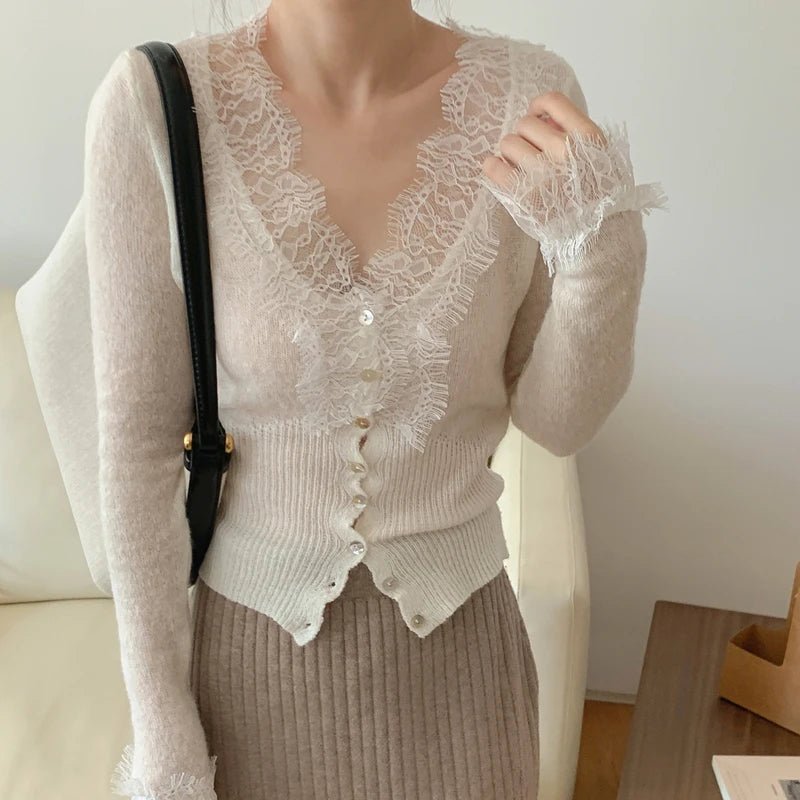ZEYA - Olive Knitted Lace Cardigan