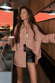 Olivia Oversized Plaid Shirt Blouse