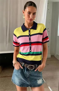 Polo de punto Rachel con bloques de color