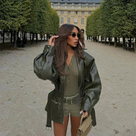Chaqueta Rebecca de Cuero sintético con Cinturón