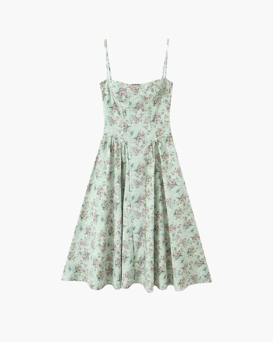 ZEYA - Ria Vintage Floral High Waist Midi Dress