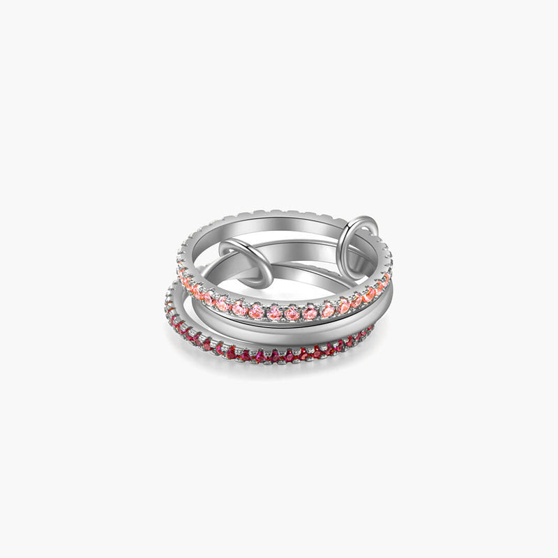 ZEYA - Rosy Pink Rhinestone Stacked Ring