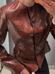 Chaqueta Ruth efecto cocodrilo en cuero sintético