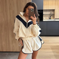 Sandra Chevron Windbreaker Shorts Set