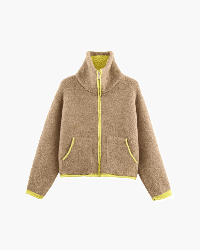 Scarlett Contrast Trim Knit Zip Up Cardigan