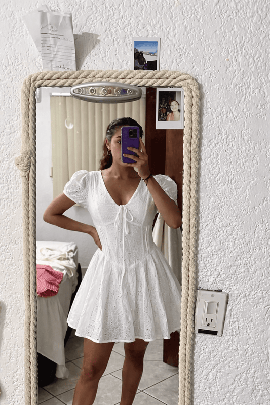 ZEYA - Shayne Puff Sleeve Embroidered Mini Dress