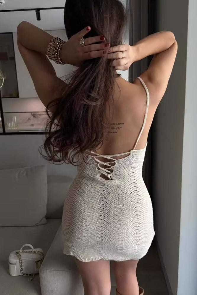 Vestido de punto Sienna con espalda descubierta y lazo