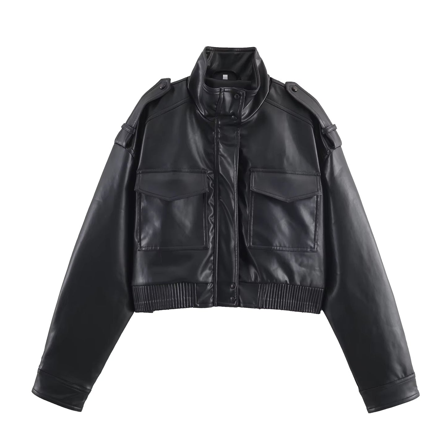 ZEYA - Sofia Faux Leather Bomber Jacket